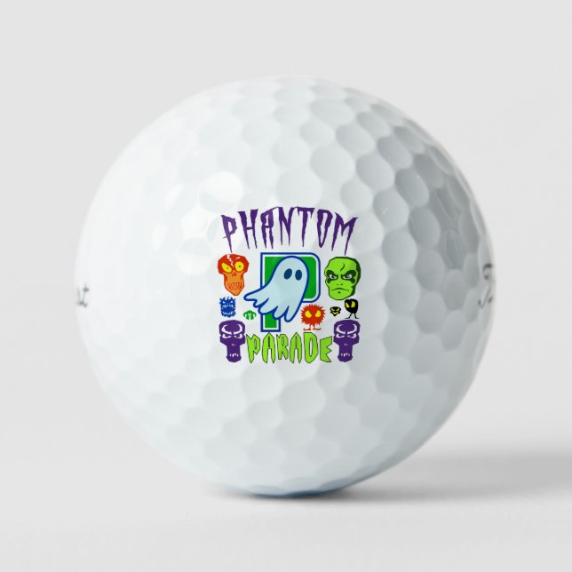 Phantom parade spooky ghost skull design golf balls (Front)