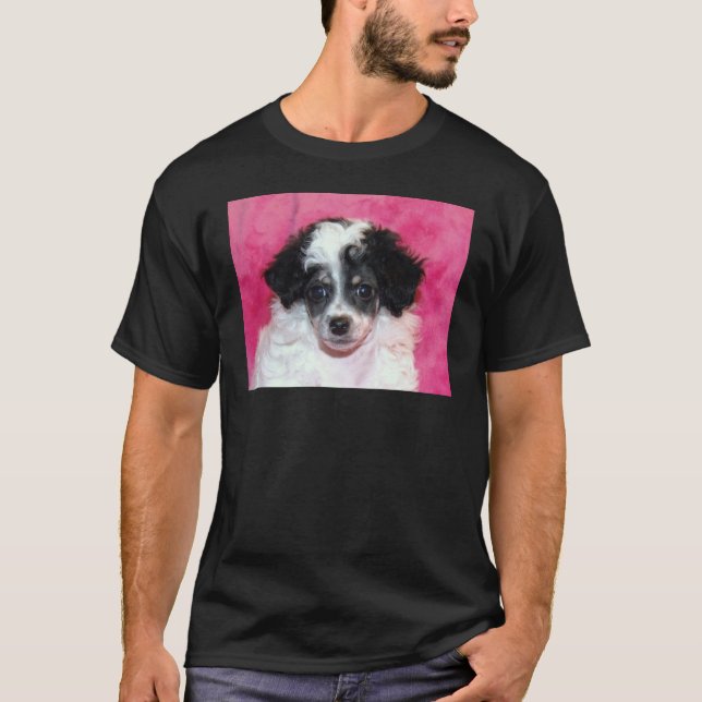 Phantom/Parti Poodle Puppy Face T-Shirt (Front)