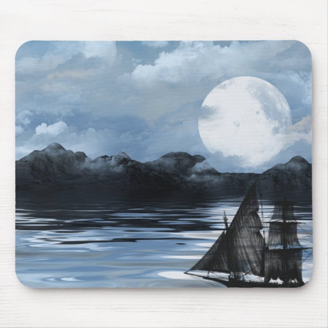 Phantom Pirate Ship At Night Mouse Mat (Front)