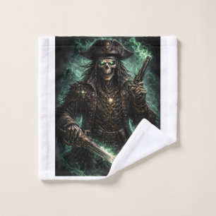 Phantom Pirate Skull – Dark Fantasy Reaper Fleece Bath Towel Set