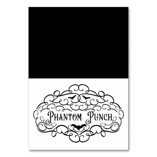 Phantom Punch Vintage Halloween Food Tent Table Number (Front)