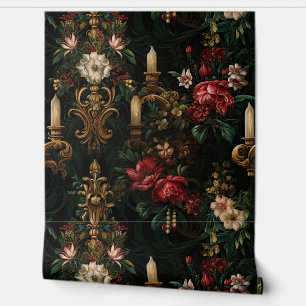 Phantom Yuletide Elegance Botanical Wallpaper