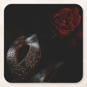 Phantom's dying rose square paper coaster
