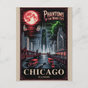 Phantoms of the Windy City Chicago horror travel  Postcard