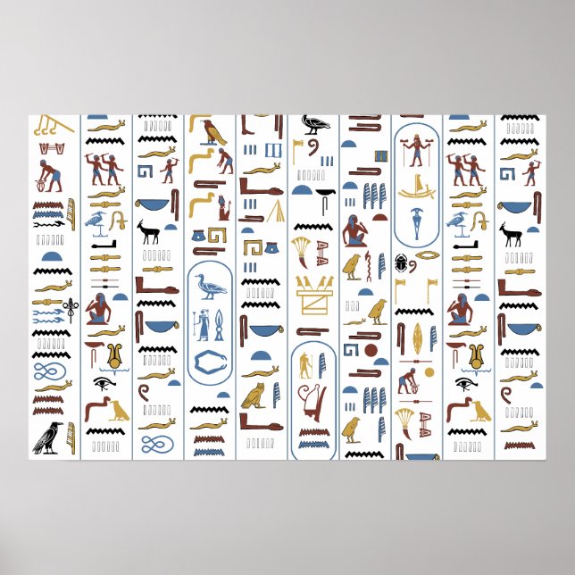 Pharaoh Ancient Egypt Pyramid Hieroglyphs Poster (Front)