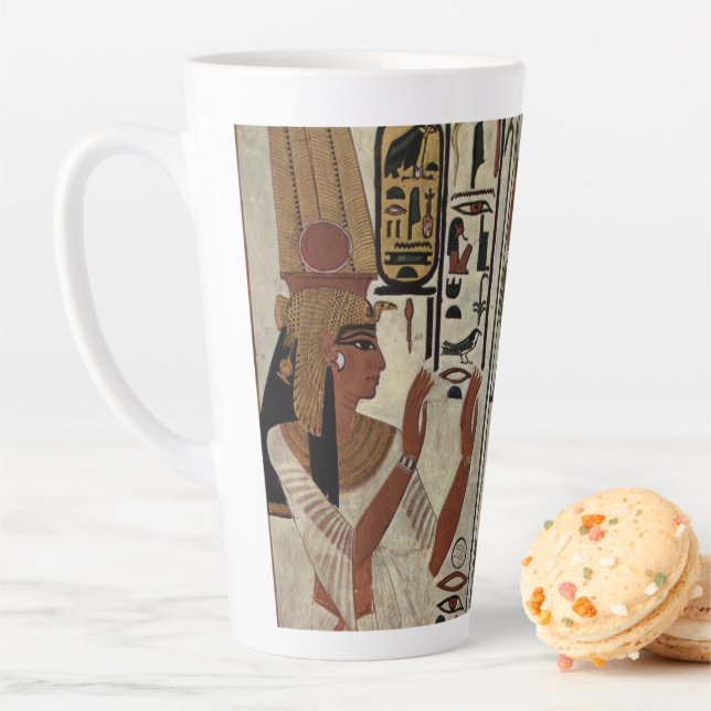 Pharaoh Ancient Egypt Tomb mural graffiti Artwork Latte Mug (In Situ)