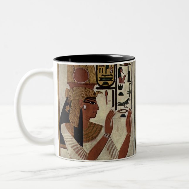 Pharaoh Ancient Egypt Tomb mural graffiti Artwork Two-Tone Coffee Mug (Left)