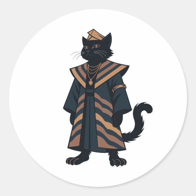 Pharaoh Black Cat Folk Art Sticker (Front)