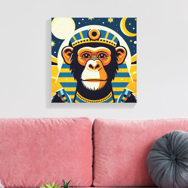 Pharaoh Chimpanzee Tut 7 Canvas Print (Insitu(LivingRoom))