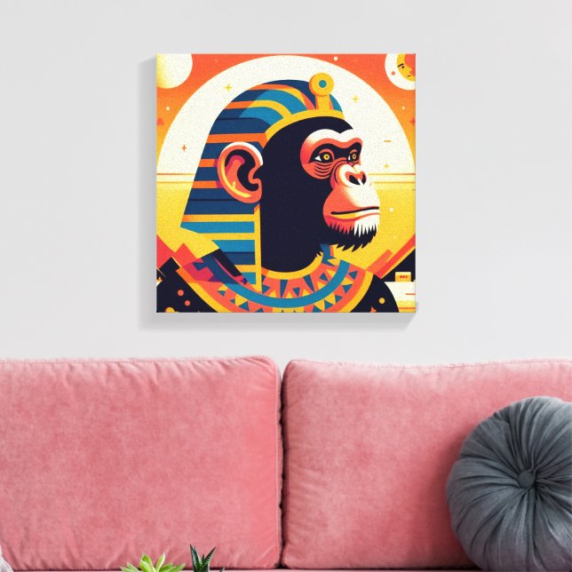 Pharaoh Chimpanzee Tut 8 Canvas Print (Insitu(LivingRoom))
