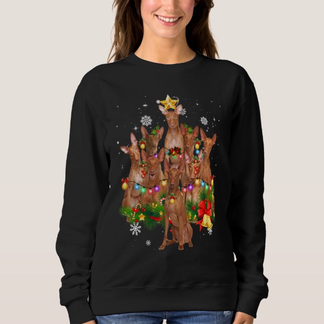 Pharaoh Hound Christmas Dog Tree Lights Pyjamas Fa Sweatshirt (Front)