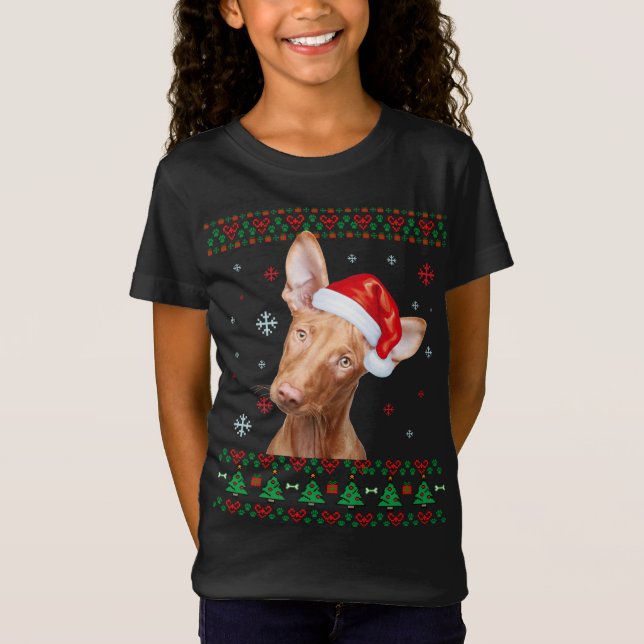 Pharaoh Hound Christmas Santa Ugly Sweater Dog (Front)