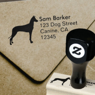Pharaoh Hound Dog Breed Silhouette Return Address Rubber Stamp