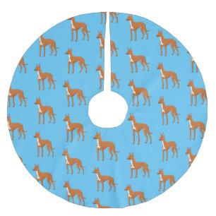 Pharaoh hound dog cartoon illustration brushed polyester tree skirt