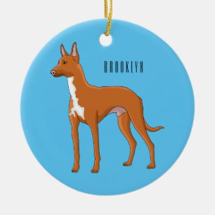 Pharaoh hound dog cartoon illustration ceramic tree decoration