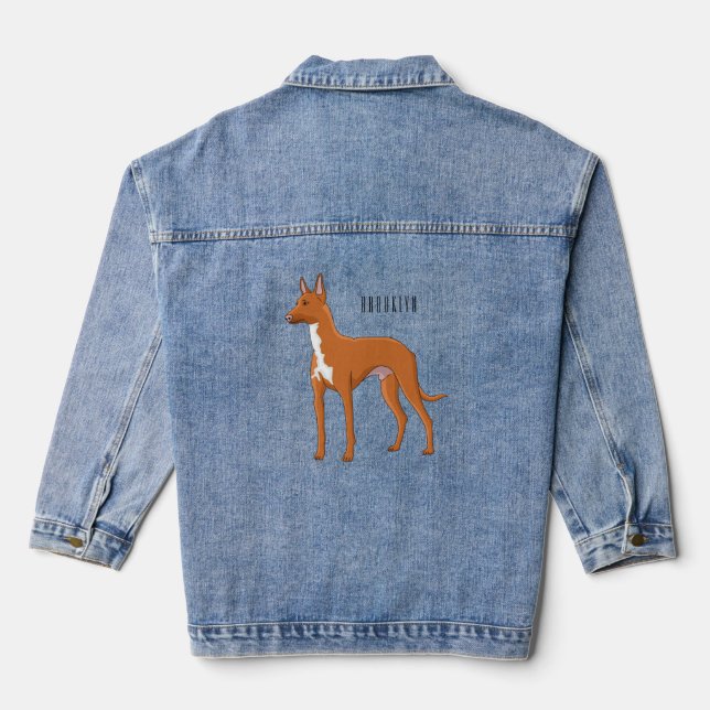 Pharaoh hound dog cartoon illustration denim jacket (Back)