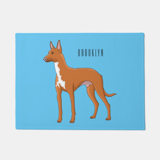 Pharaoh hound dog cartoon illustration doormat (Front)