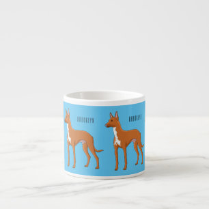 Pharaoh hound dog cartoon illustration  espresso cup