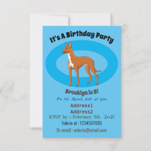 Pharaoh hound dog cartoon illustration invitation