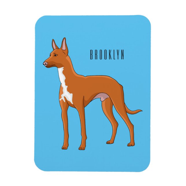 Pharaoh hound dog cartoon illustration magnet (Vertical)