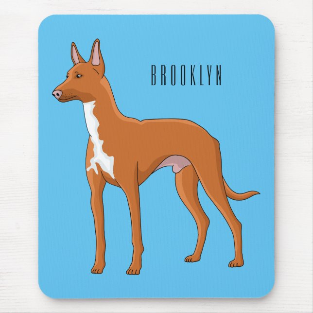 Pharaoh hound dog cartoon illustration mouse mat (Front)