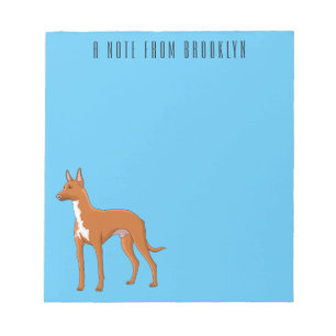 Pharaoh hound dog cartoon illustration notepad