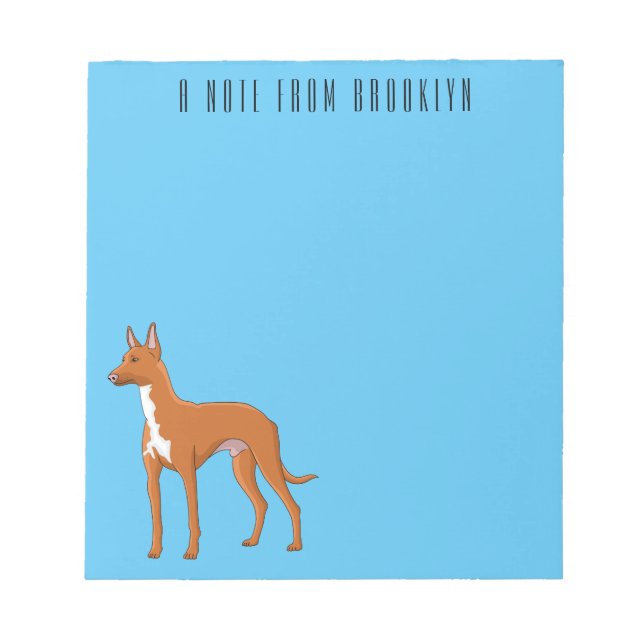 Pharaoh hound dog cartoon illustration  notepad (Front)