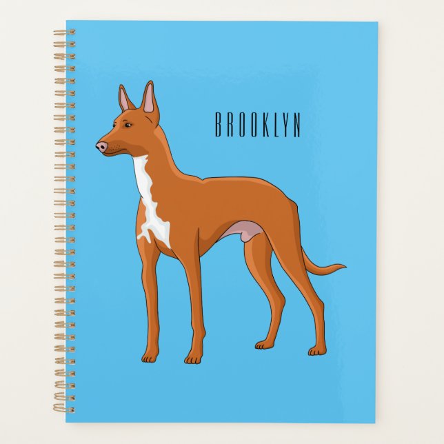 Pharaoh hound dog cartoon illustration planner (Front)