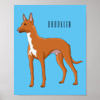 Pharaoh hound dog cartoon illustration 