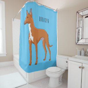 Pharaoh hound dog cartoon illustration shower curtain