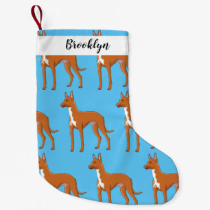 Pharaoh hound dog cartoon illustration small christmas stocking