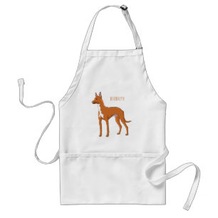 Pharaoh hound dog cartoon illustration  standard apron