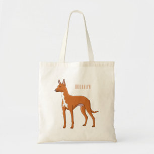 Pharaoh hound dog cartoon illustration  tote bag