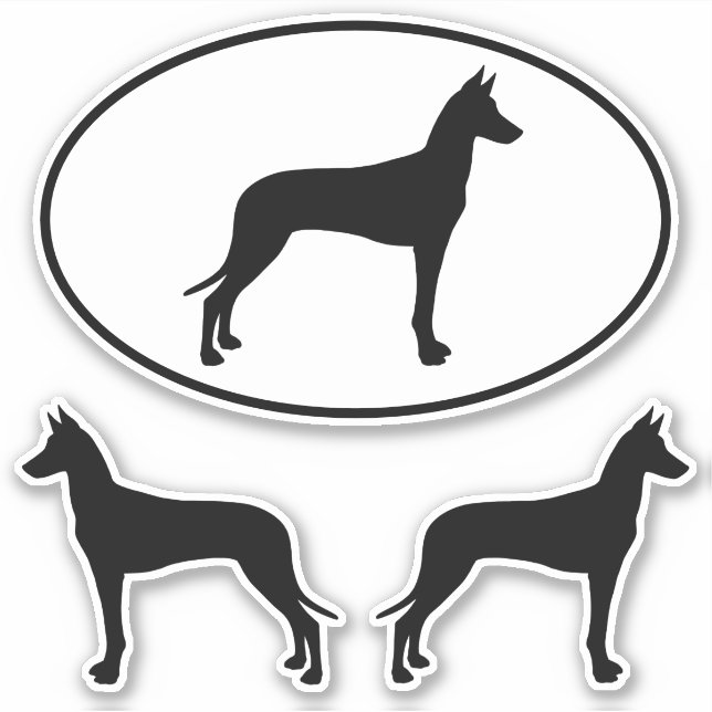 Pharaoh Hound Dog Silhouettes Vinyl Sticker Set (Front)