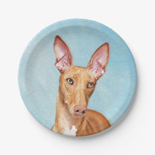 Pharaoh Hound Painting - Cute Original Dog Art Paper Plate