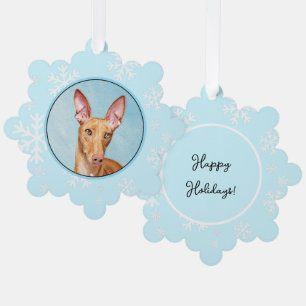 Pharaoh Hound Painting - Cute Original Dog Art Tree Decoration Card
