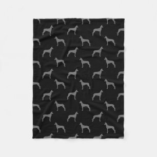 Pharaoh Hound Silhouettes Pattern Black and Grey Fleece Blanket