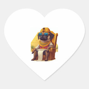 Pharaoh Pug � Ancient Egypt Dog Heart Sticker