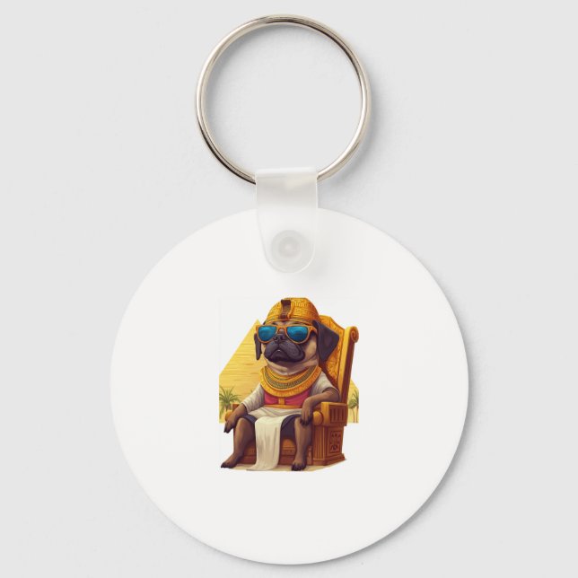 Pharaoh Pug � Ancient Egypt Dog Key Ring (Front)