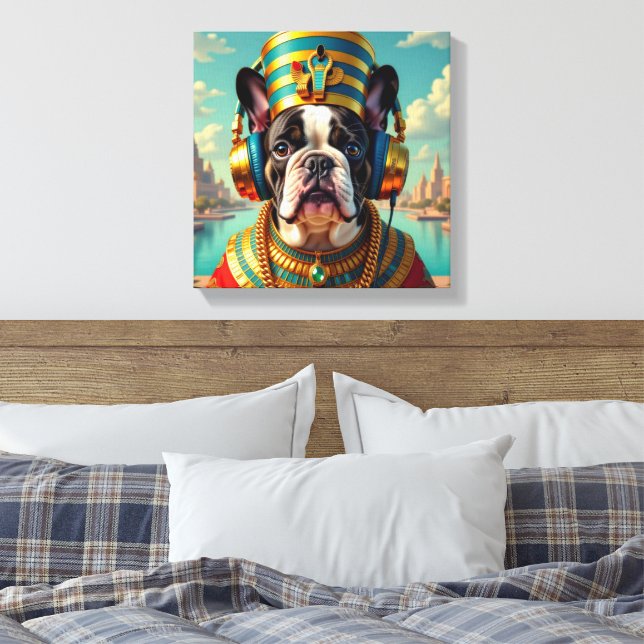 PHARAOH TUT-FRENCH BULLDOG CANVAS PRINT (Insitu(Bedroom))