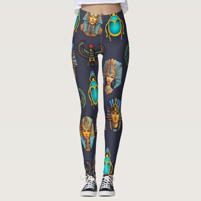 "Pharaoh's Legacy: Antique Egyptian Patterns  Leggings (Front)