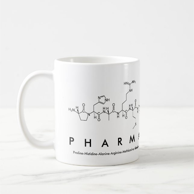Pharma peptide word mug (Left)