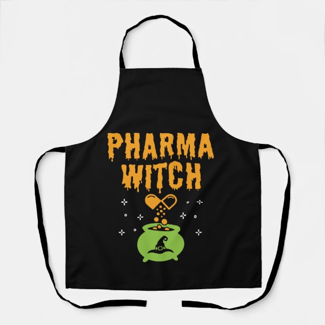 Pharma Witch Pharmacist Halloween Pharmacy Tech Apron (Front)