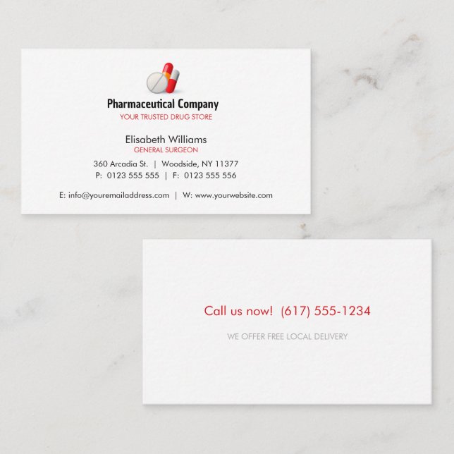 Pharmaceutical company | Drug Store Business Card (Front/Back)
