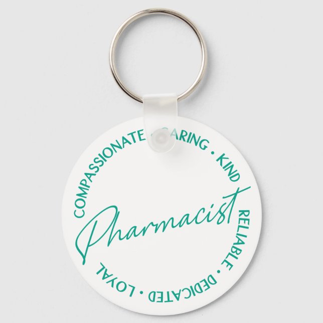 Pharmacist Affirmations  Green White Key Ring (Front)