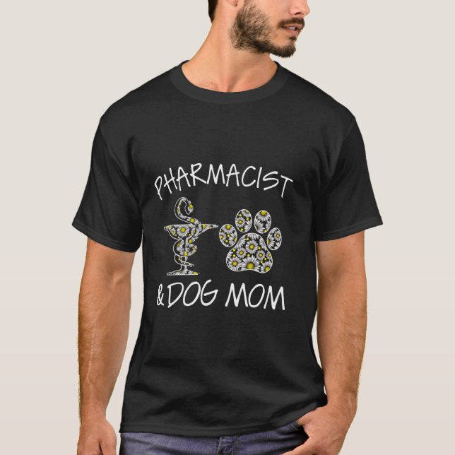 Pharmacist And Dog Mum Wildflowers Daisy Long Slee T-Shirt (Front)