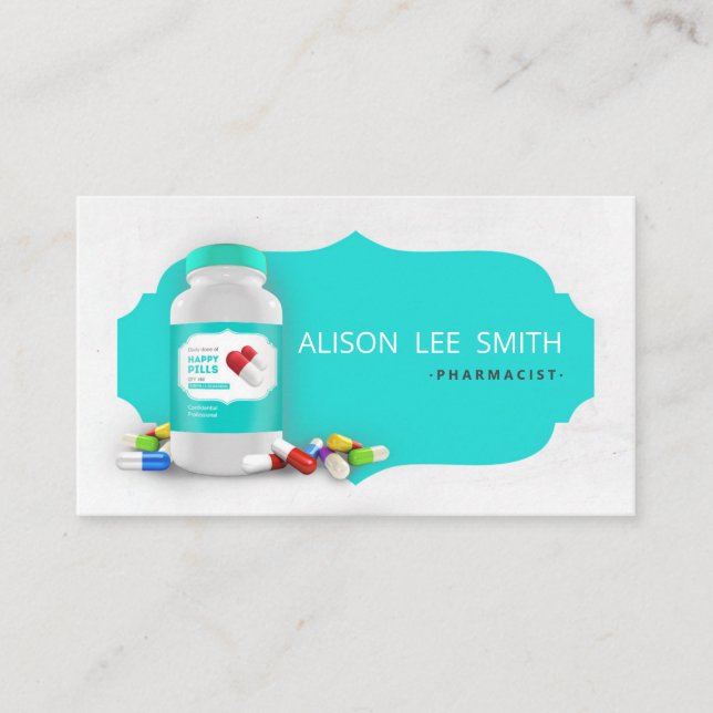 Pharmacist Aquamarine Business Card (Front)