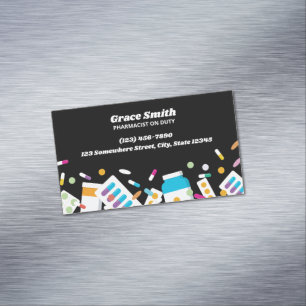 Pharmacist Black Magnetic Business Card