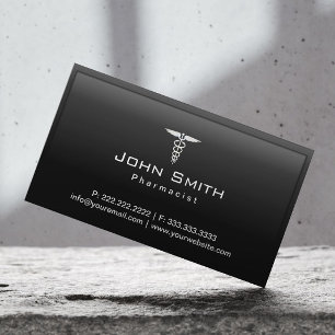 Pharmacist Caduceus Logo Professional Dark Business Card