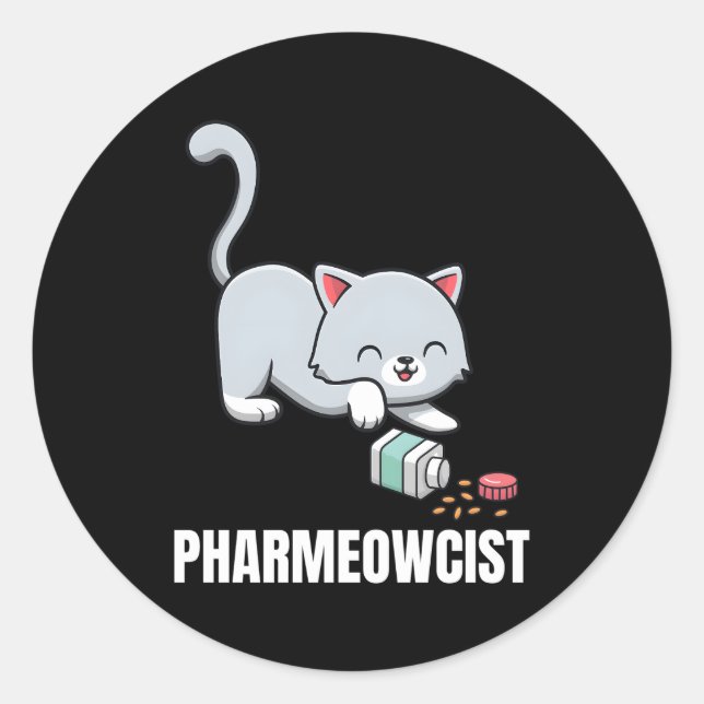 Pharmacist Cat Pharmacy Classic Round Sticker (Front)